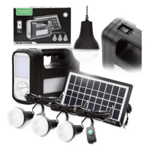 Kit Panel Solar Batería 3 Bombillos D 3w Carga Usb 5v Gd8017