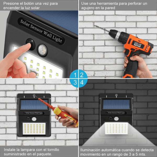 Luces Solares Para Exterior 30 LED Ahorro Energía Panel Solar