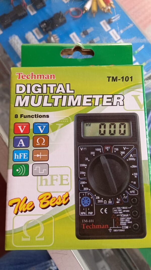 Multimetro Digital Techman Con Pito, 8 Funciones, Tm-101